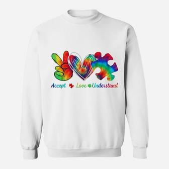 Autism Awareness Accept Understand Love Autism Mom Tie Dye T-Shirt Sweatshirt | Crazezy CA