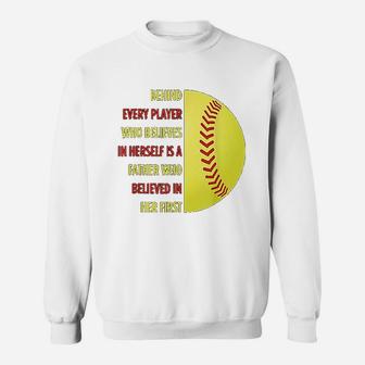 Behind Every Player Is A Father Softball Gift Dad Softball Sweatshirt | Crazezy