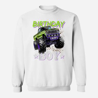 Birthday Boy Monster Truck Birthday Party Gift For Boys Kids Sweatshirt | Crazezy UK