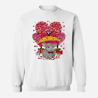 Chinchilla Valentines Day Three Tree And Raining Hearts Gift Sweatshirt | Crazezy