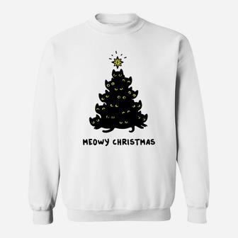 Christmas Merry Meowy Cats Christmas Tree Sweater Sweatshirt Sweatshirt | Crazezy