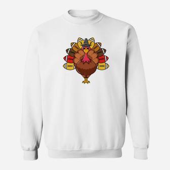 Cute Pilgrim Football Turkey Funny Thanksgiving Sweatshirt | Crazezy UK