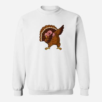 Dabbing Turkey Thanksgiving Funny Pilgrim Dab Dance Sweatshirt | Crazezy