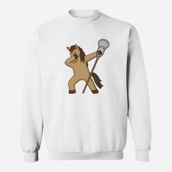 Dancing Dabbing Horse Lacrosse Player Sweatshirt | Crazezy