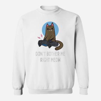 Don't Bother Me Right Meow - Funny Video Gamer & Cat Lover Sweatshirt | Crazezy