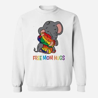 Free Mom Hugs LGBT Mother Elephant Rainbow Womens Sweatshirt | Crazezy CA