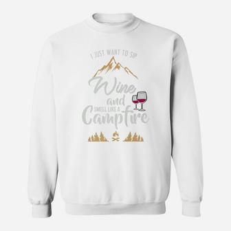 Funny Camping For Wine Lovers Womens Campfire Gift Sweatshirt | Crazezy UK