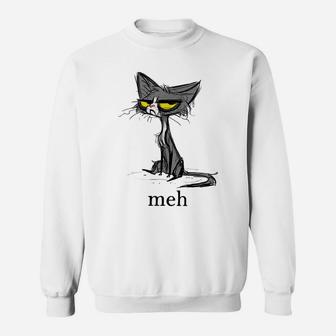 Funny Meh Cat Gift For Cat Lovers Sweatshirt | Crazezy