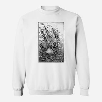Giant Octopus Pirate Ship Vintage Kraken Sailing Squid Sweatshirt | Crazezy