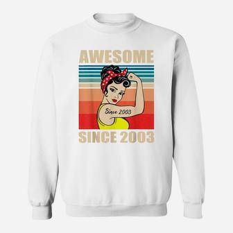 Gift For 18 Year Old Women Vintage 18Th Birthday 2003 Woman Sweatshirt | Crazezy