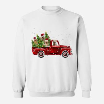 Golden Retriever Lover Red Truck Christmas Pine Tree Sweatshirt | Crazezy