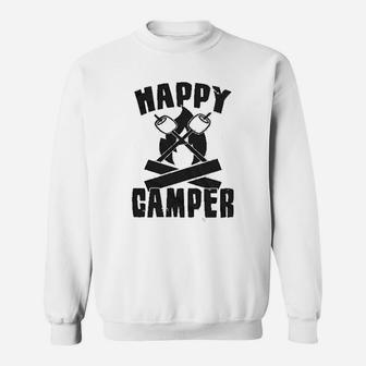Happy Camper Funny Camping Cool Hiking Graphic Vintage Sweatshirt | Crazezy DE