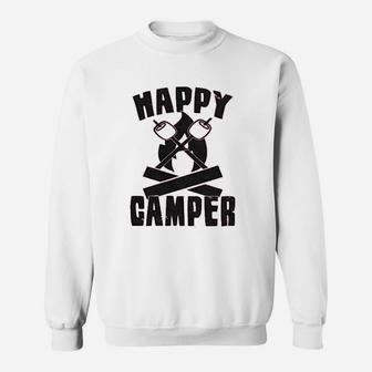 Happy Camper Funny Camping Hiking Cool Vintage Graphic Retro Sweatshirt | Crazezy DE