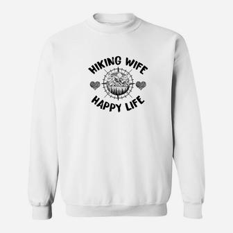 Hiking Wife Happy Life Funny Camping Sweatshirt | Crazezy UK