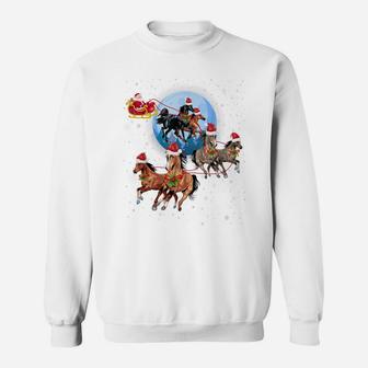Horse Drawn Sleigh Riding Santa Claus Xmas Horses Funny Sweatshirt | Crazezy AU