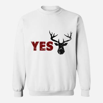 Husband Deer Yes Dear Hunting Pun Happy Wife Funny Sweatshirt | Crazezy