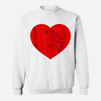 I Love Horses Red Heart Stable Girl Horse Groom Owner Lover Sweatshirt | Crazezy
