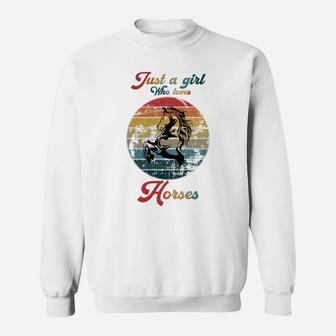 Just A Girl Who Loves Horses Horse Riding Vintage Sweatshirt | Crazezy