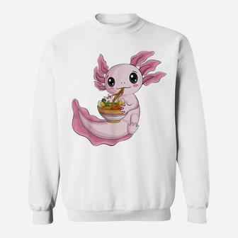Kawaii Axolotl Eat Ramen Japanese Anime Noodles Kids Men Sweatshirt | Crazezy