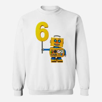 Kids Big 6 Year Old - Cute Robot 6Th Birthday Sweatshirt | Crazezy