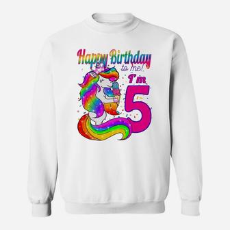 Kids Happy Birthday To Me I'm 5 Years Old Unicorn Party Theme Sweatshirt | Crazezy AU