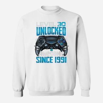 Level 30 Unlocked Awesome Since 1991 30Th Birthday Gaming Sweatshirt | Crazezy