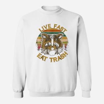 Live Fast Eat Trash Funny Raccoon Camping Sweatshirt | Crazezy