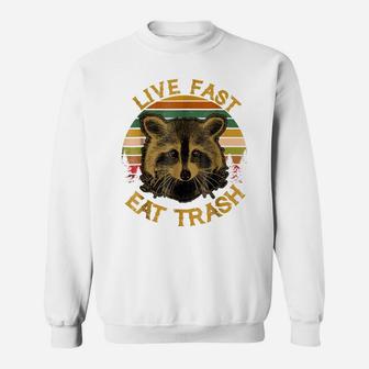 Live Fast Eat Trash Funny Raccoon Camping Vintage Shirt Sweatshirt | Crazezy