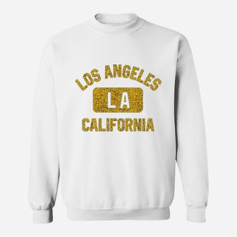 Los Angeles La California Gym Style Distressed Amber Print Sweatshirt | Crazezy UK