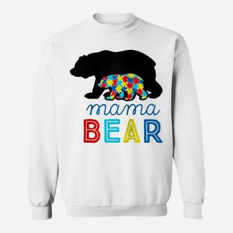 Mama Bear Autism Awareness Autistic Mom Love Support Gift Raglan Baseball Tee Sweatshirt | Crazezy DE
