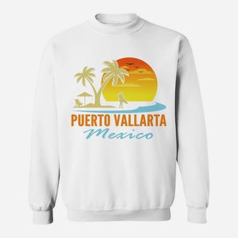Mens Puerto Vallarta Mexico Beach Sunset Palm Trees Ocean Surfer Sweatshirt | Crazezy DE