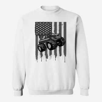 Monster Truck American Flag Racing Sweatshirt | Crazezy
