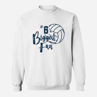 Number 6 Biggest Fan Volleyball Mom Dad Sister Brother Sweatshirt | Crazezy UK