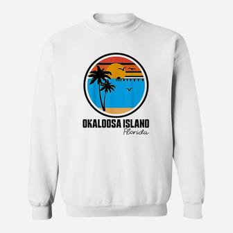 Okaloosa Island Florida Sunset Ocean Palm Tree Fishing Pier Sweatshirt | Crazezy