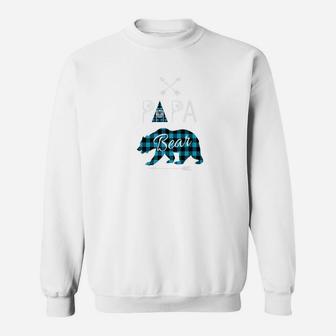 Papa Bear Buffalo Plaid Blue Family Xmas Camping Sweatshirt | Crazezy AU