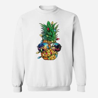 Pineapple Christmas Tree Lights Xmas Men Gifts Sunglasses Sweatshirt | Crazezy UK