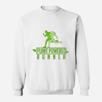 Plant Powered Runner Vegetarian Vegan Running Gift Sweatshirt | Crazezy