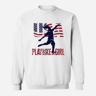 Play Like Girl Usa Flag Football Team Sweatshirt | Crazezy