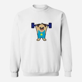 Pug Weight Lifting Funny Dog Lover Workout Fitness Gym Shirt Sweatshirt | Crazezy