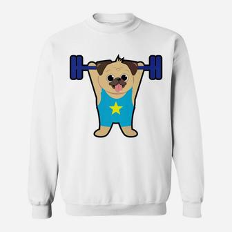Pug Weight Lifting Funny Dog Lover Workout Fitness Gym Sweatshirt | Crazezy UK