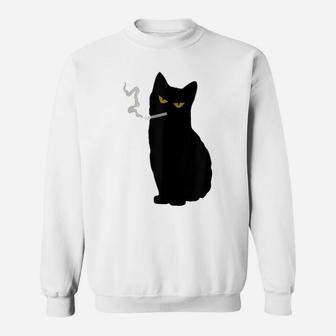 Rebel Smoking Bad Black Cat Funny Black Cat Gift Sweatshirt | Crazezy