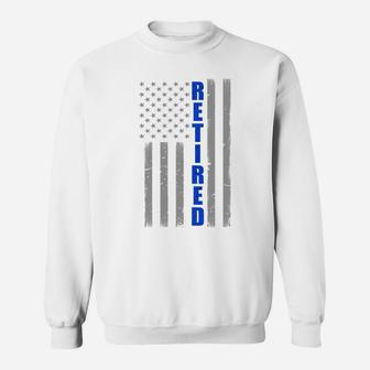 Retired Police Officer Gift - Thin Blue Line Flag Sweatshirt Sweatshirt | Crazezy