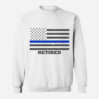 Retired Police Officer Sweatshirt - Thin Blue Line Flag Sweatshirt | Crazezy