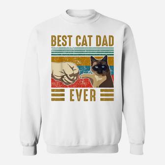 Retro Vintage Best Cat Dad Ever Fathers Day Siamese Cat Gift Sweatshirt | Crazezy AU