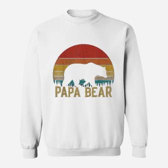 Retro Vintage Sunset Papa Bear Hiking Camping Gift Sweatshirt | Crazezy CA