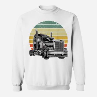 Retro Vintage Trucker Big Rig Semi-Trailer Truck Driver Gift Sweatshirt | Crazezy