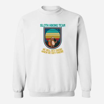 Sloth Hiking Team Retro Sunset Sloth Gift Sweatshirt | Crazezy