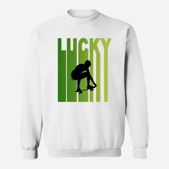 St Patricks Day Lucky Skateboarding Funny Sport Lovers Gift Sweatshirt | Crazezy