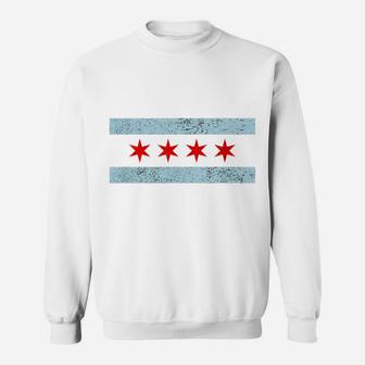Sweet Vintage Retro Chicago Flag Red Six Pointed Stars Sweatshirt | Crazezy