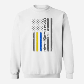 Thin Blue Gold Line Flag - One Family - Police Dispatcher Sweatshirt Sweatshirt | Crazezy